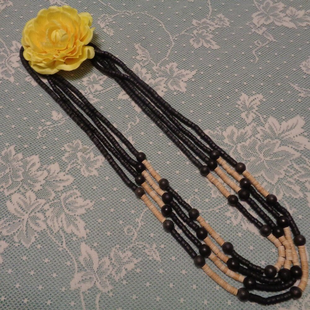 TRIBAL STYLE GIRL LONG MULTI STRAND DISCS BEADS